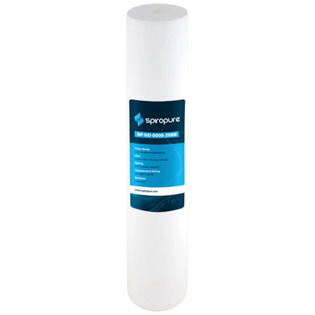 20 Dual (6 Micron Filter, Pack) SpiroPure Polypropylene 5 Gradient x 4.5"
