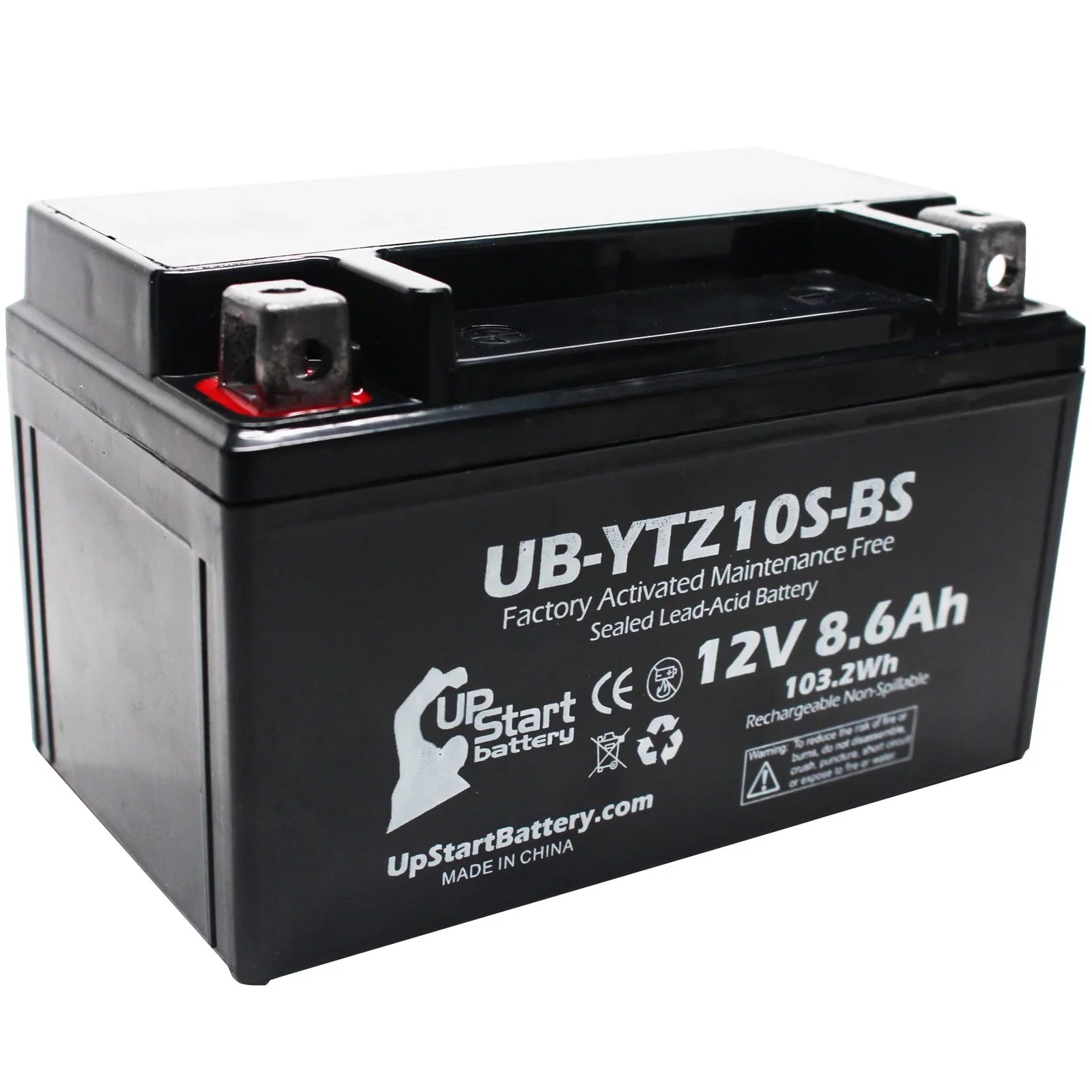 2005 YZF-R1 Yamaha Maintenance Motorcycle UpStart 4-Pack Battery - 12V, 1000CC Battery UB-YTZ10S-BS Free, Activated, Replacement Factory 8.6Ah, for