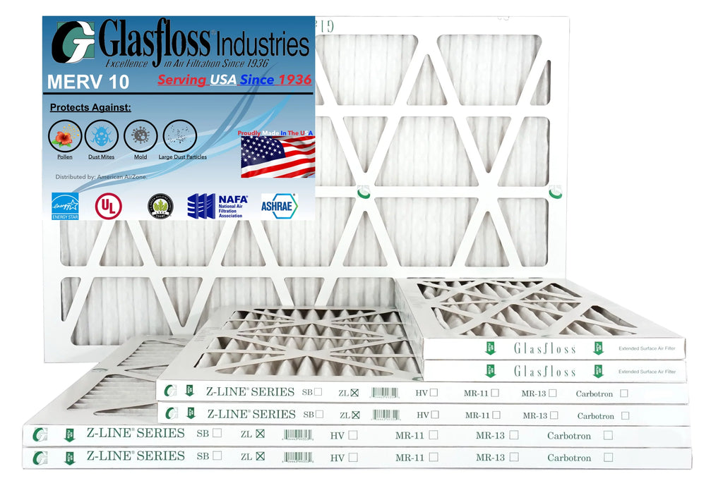 MERV USA 10 -Qty:6 Air - Filter 20x36x1 Size: inch) (Actual 36.5x7/8 in 19.5 Made Glasfloss Furnace x - -