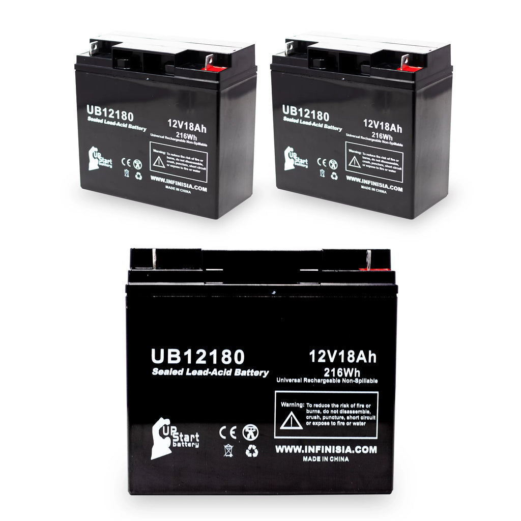 Terminal, Universal CFM12V18 - Pack - UB12180 Acid SLA) (12V, PICHER EAGLE AGM, Battery Compatible Replacement Sealed 18000mAh, 3x 18Ah, T4 BATTERIES Lead Battery