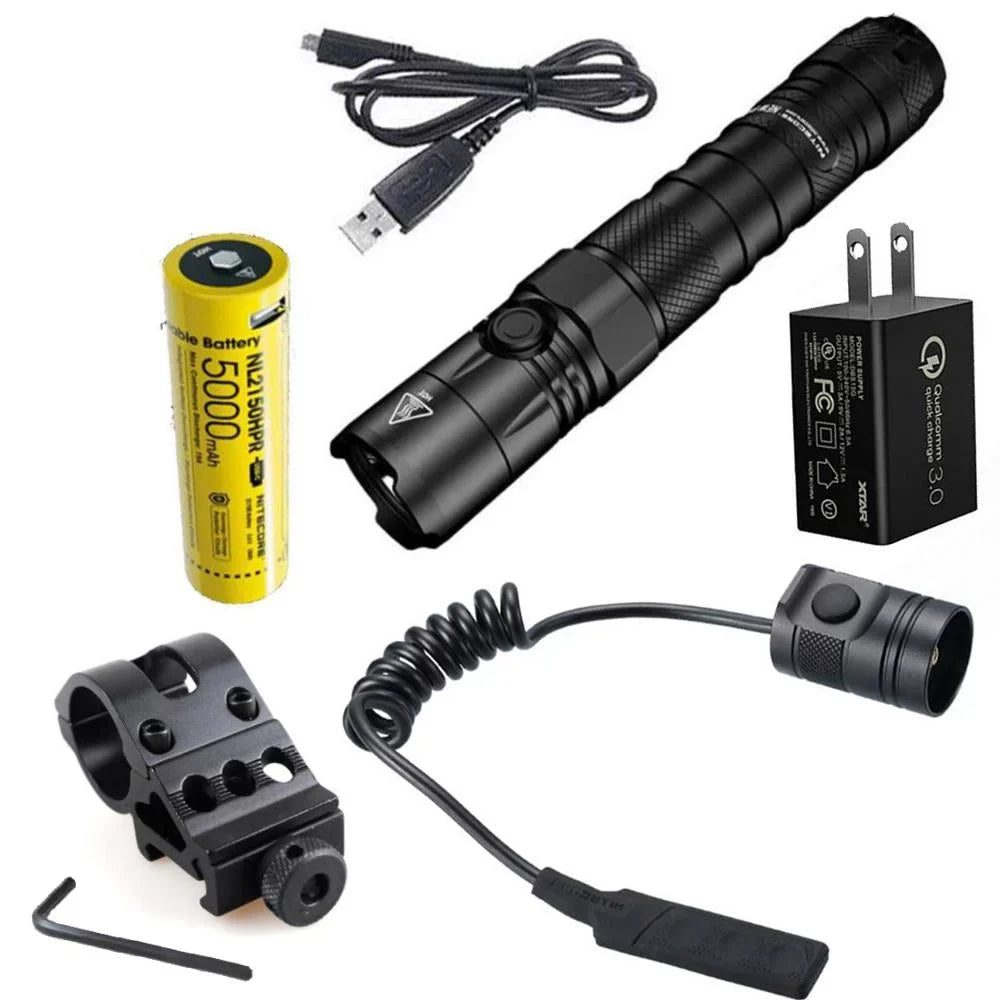 Wall Flashlight Version Cord, Pressure RSW3 New P12 Switch, Lumens - USB Mount, Offset 1200 Nitecore LED and w/NL2150HPR Adapter 3Amp Battery,
