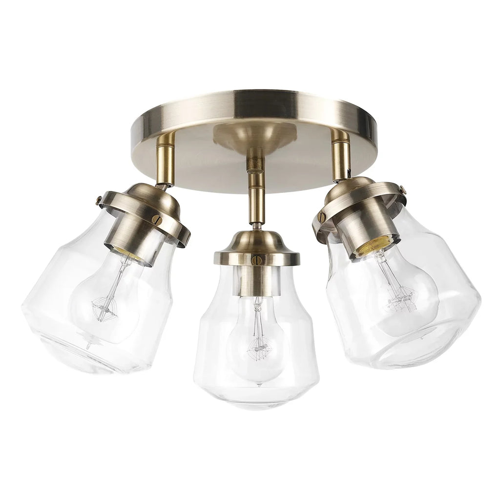 Included, Electric Light 3-Light Shades, Antique Globe 59761 Gerard Canopy Clear Glass Lighting Track Brass Bulbs with
