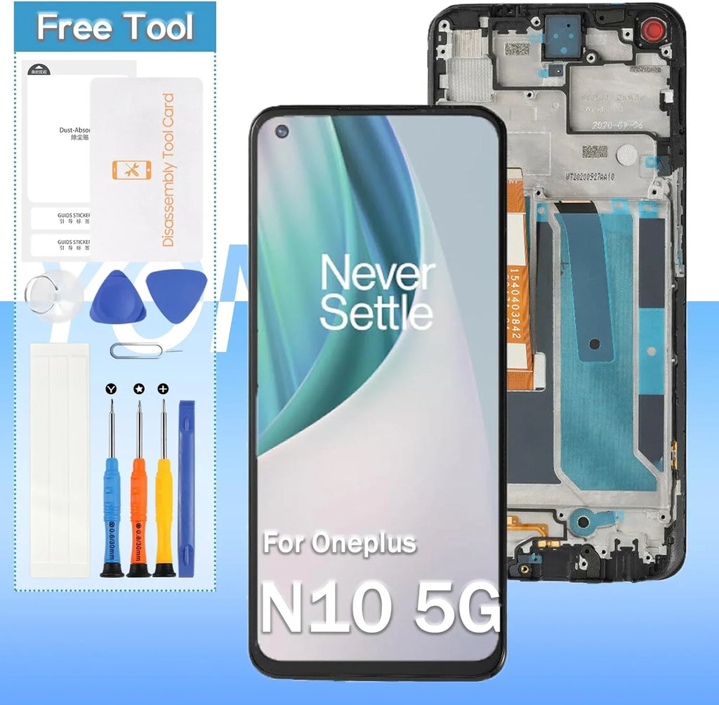 6.49" for Touch Display Replacement BE2028 BE2026, BE2025, for LCD 5G with One N100) Digitizer Nord Nord Plus Assembly N10 BE2029, Screen Frame(Not