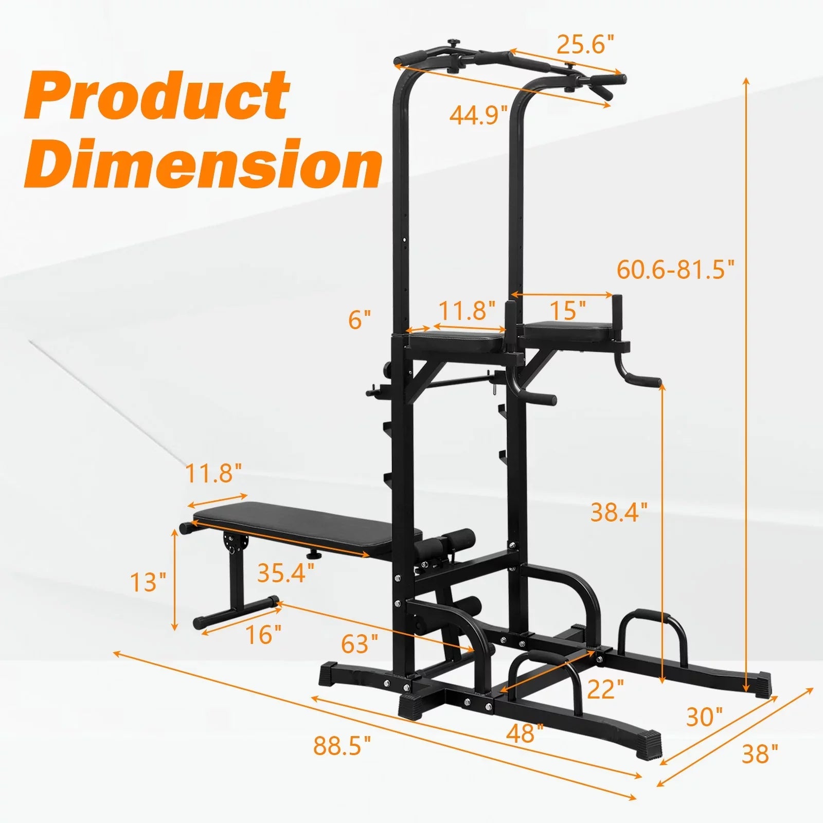 Bar Training Tower Multi-Function Duty Pull Height Gym,Steel with Adjustable Heavy Home Station Bench for Up Office Stand Power Equipment Dip Fitness