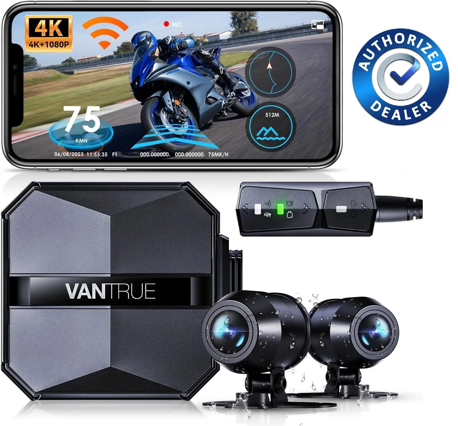 Card) (4K 1080P) Dashcam F1 | 4K GPS | Parking Motorcycle Mode WiFi (No SD Vantrue +
