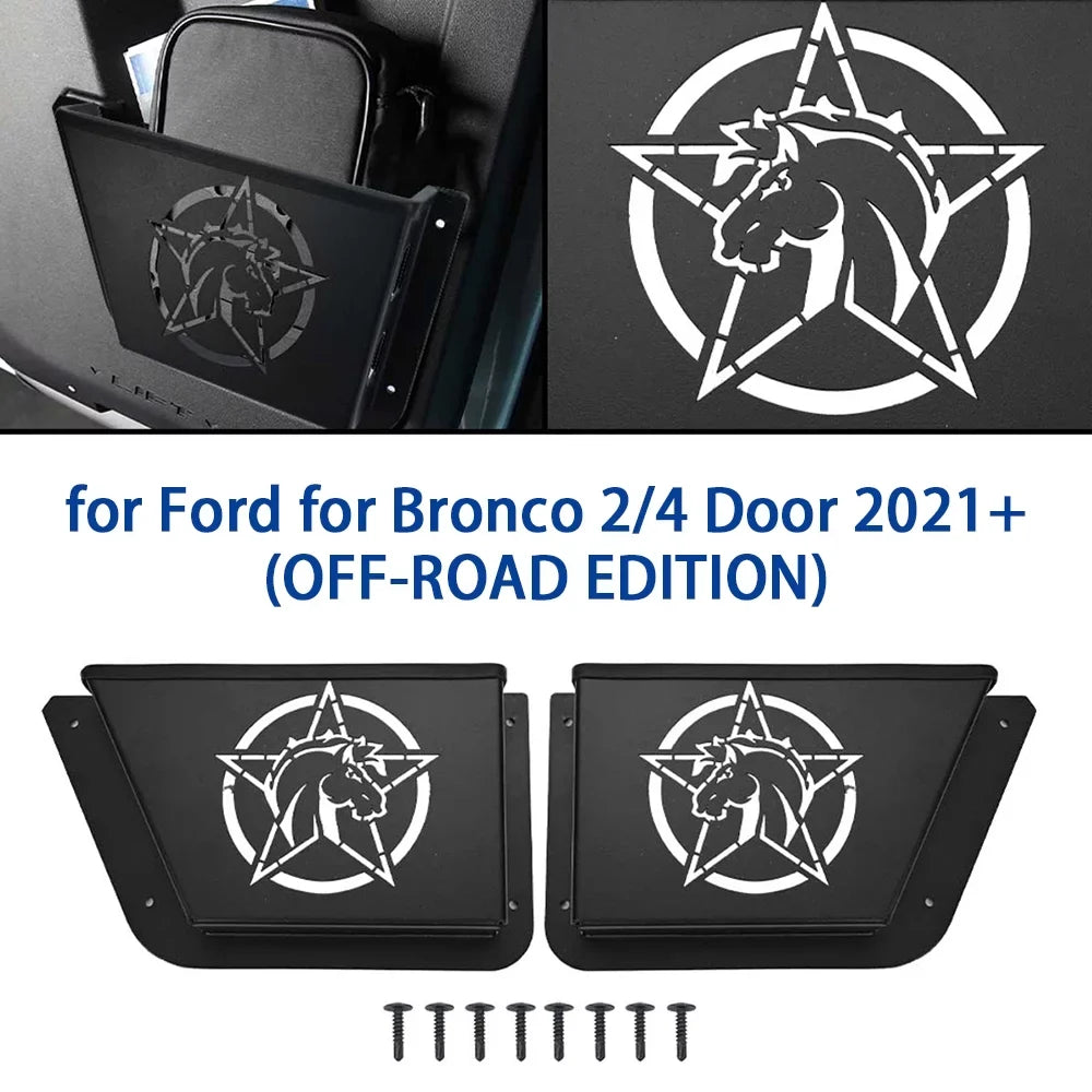 Bronco Panel Door 2/4 Organizer Scratch for Metal ALLTIMES Ford EDITION), Resistance,1 Box Dust Black Pocket Rear Proof 2021+(OFF-ROAD Water Proof Pair for Door