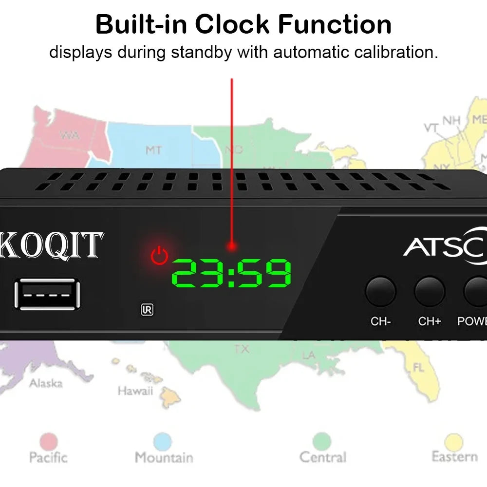 to USB, ATSC Multimedia Coax Hours, 12/24 Digital Recorders to to tv Analog Digital TV Box OTA Tuner Set Digital, Clock HDMI Box Converter Box, Top