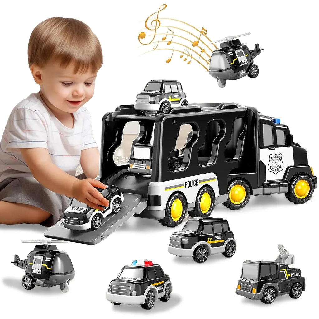 Toddler Car Car Toys 4 Age 3 for Play with Boys Construction PayUSD 6 1 Kids in 5 Construction & for 5 Playset Old Police Year Gifts Toddlers 3-5 Accesoories, Boys Birthday Truck Trucks Mat Girls