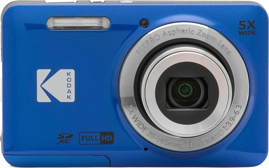 Digital + + Angle Wallet PIXPRO Reader Camera HD and + 28mm Full 16MP Card Cleaning 1080P + LCD Camera Memory Zoom 2.7" Blue 64GB Wide Kodak FZ55 Optical 5X Tripod Video Case Bundle +