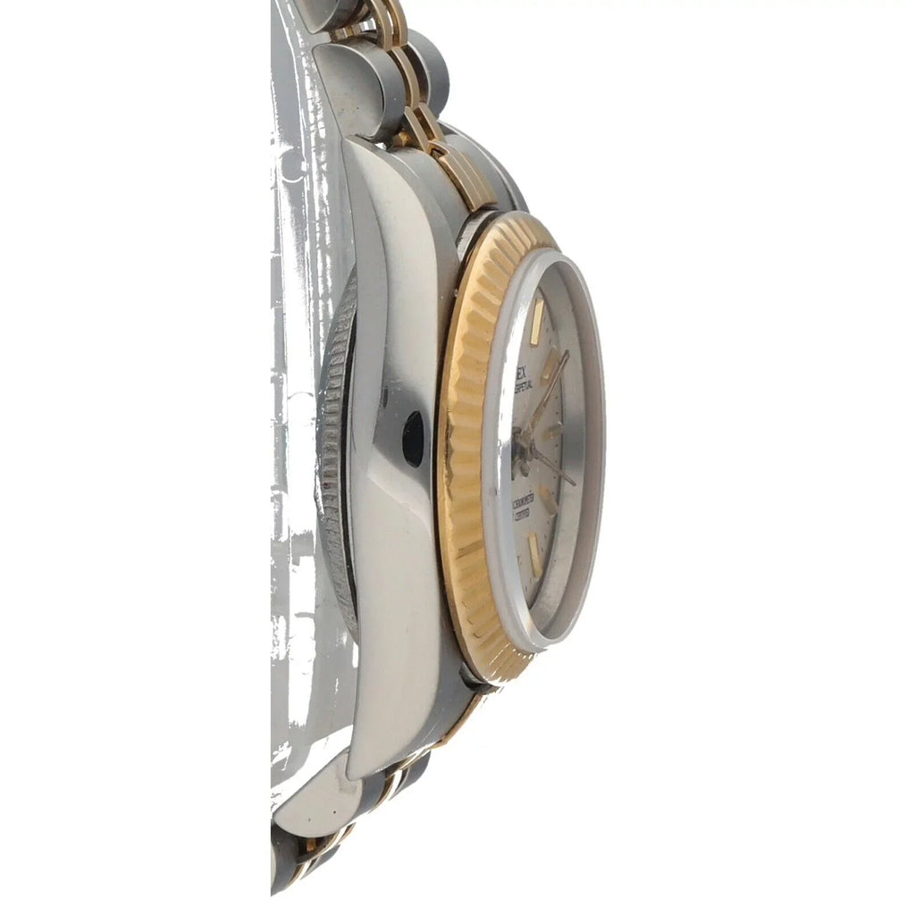 Yellow Rolex Perpetual Gold 76193 Ladies Dial 2005 Oyster Silver 18k Watch Steel