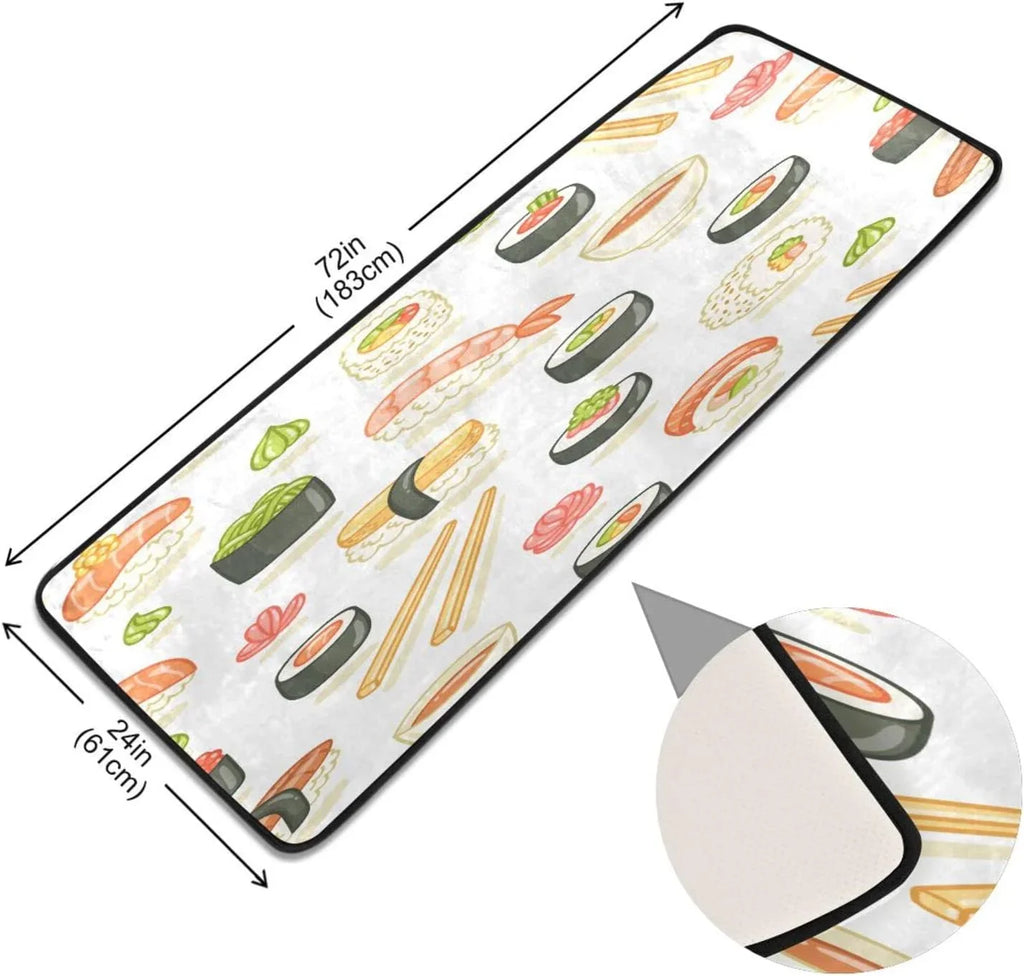 Kitchen Mat Non-Slip Bathroom Japanese Runner Home 24"x72" Washable Area Sushi Soft Decor - Rugs Entry Gifts for Floor Ultra Rug