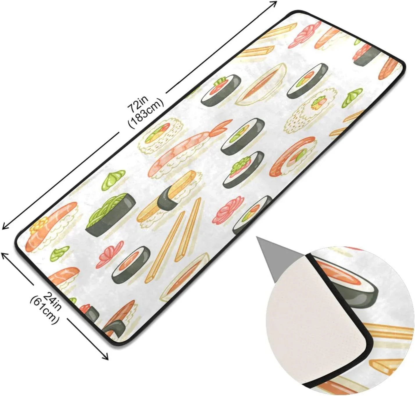 Kitchen Mat Non-Slip Bathroom Japanese Runner Home 24"x72" Washable Area Sushi Soft Decor - Rugs Entry Gifts for Floor Ultra Rug