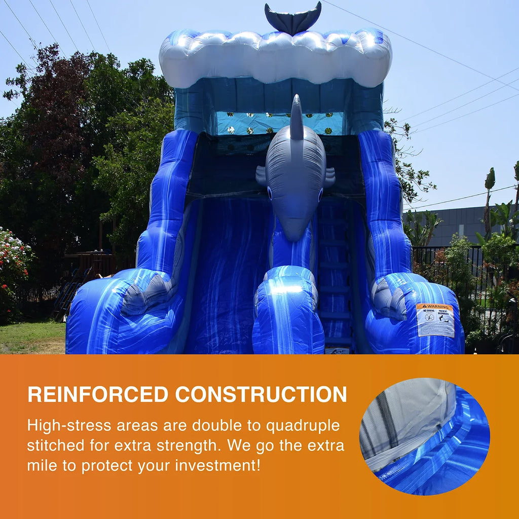 Slide Blower Inflatable Pool Slide JumpOrange for Commercial with Dolphins and with Water Kids Adults Grade Outdoor