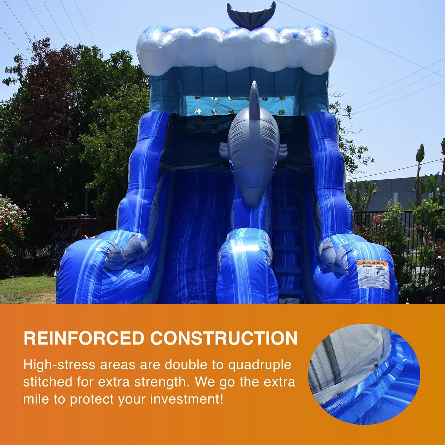 Slide Blower Inflatable Pool Slide JumpOrange for Commercial with Dolphins and with Water Kids Adults Grade Outdoor