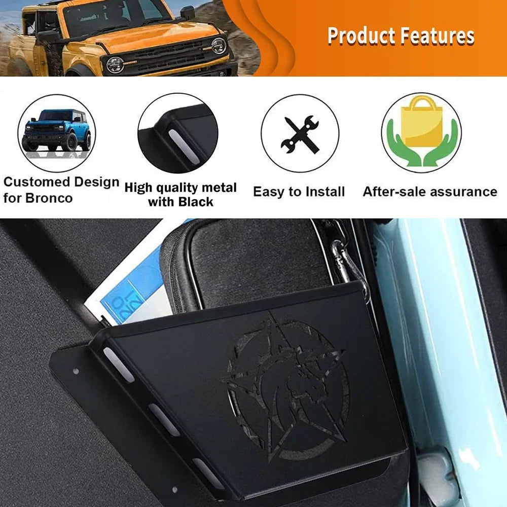 Bronco Panel Door 2/4 Organizer Scratch for Metal ALLTIMES Ford EDITION), Resistance,1 Box Dust Black Pocket Rear Proof 2021+(OFF-ROAD Water Proof Pair for Door