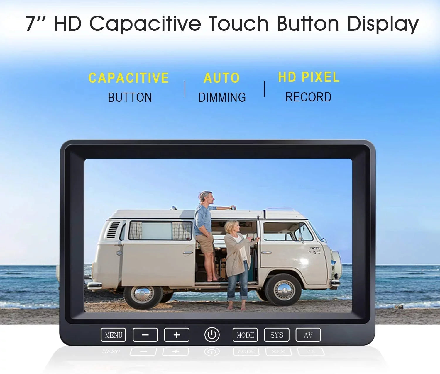 DVR IP69K Split 7'' ZEROXCLUB Camera Truck/RV/Trailer/Bus-B701 1080P for Backup Touch Waterproof HD Monitor Wireless Night Vision