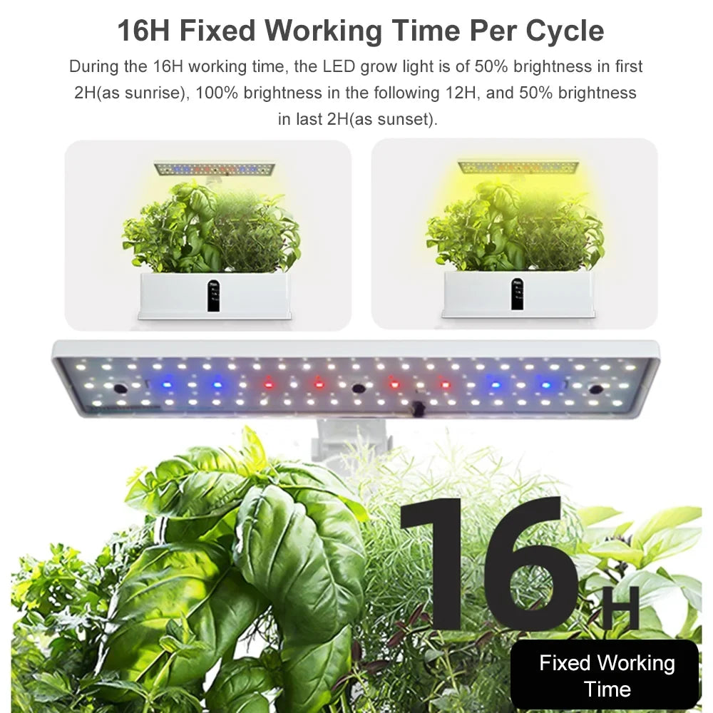 Growing Timing System Indoor for Kit Kitchen Garden Height Adjustable Automatic Water Pump Smart Tank with Pods 15W Grow Lights Water LED Home Smart 9 Office Hydroponics 2L