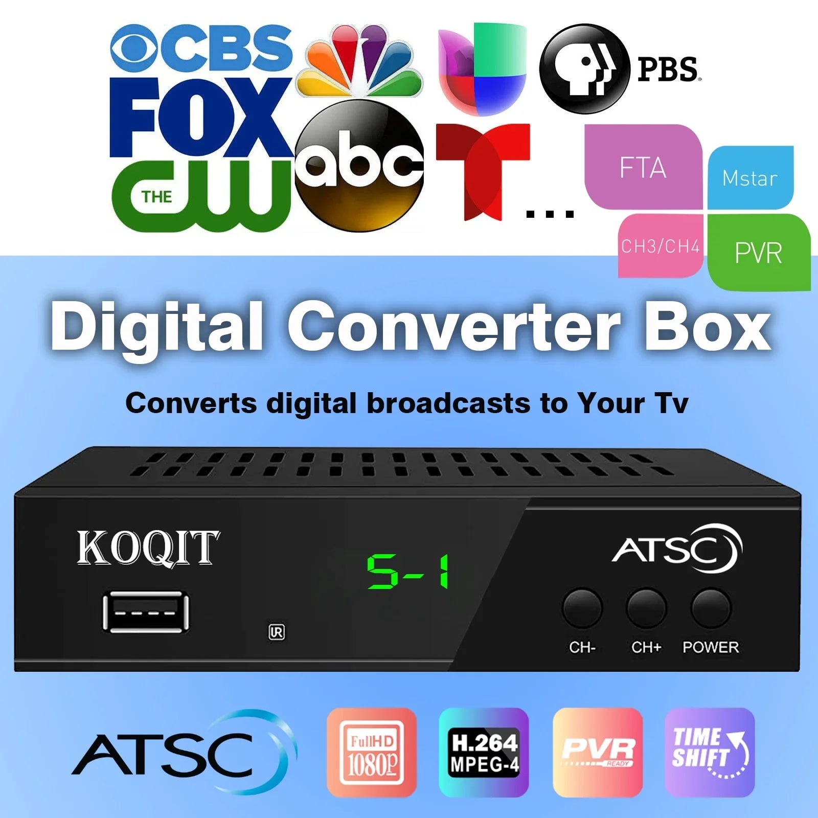 to USB, ATSC Multimedia Coax Hours, 12/24 Digital Recorders to to tv Analog Digital TV Box OTA Tuner Set Digital, Clock HDMI Box Converter Box, Top