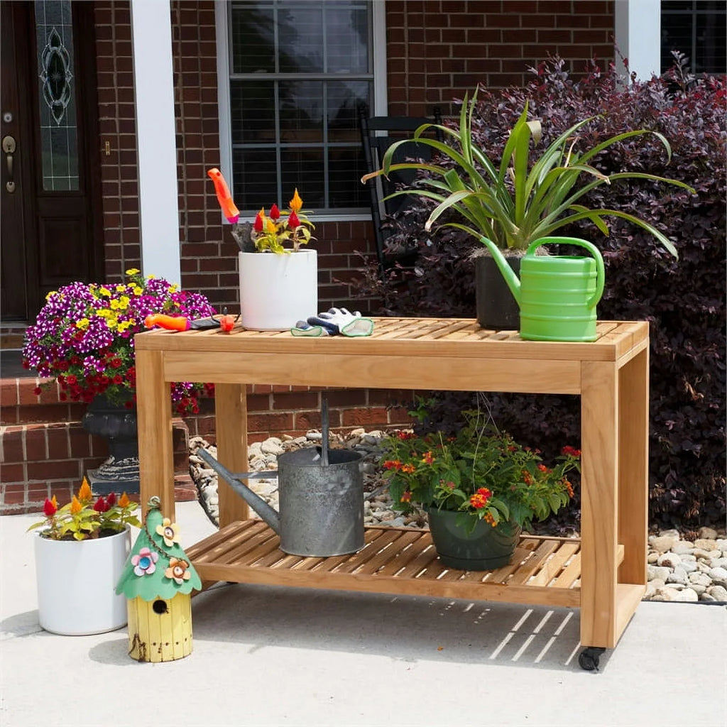Kitchen Top Slatted Afuera Outdoor in Island Natural Living & Rolling Shelf Wood