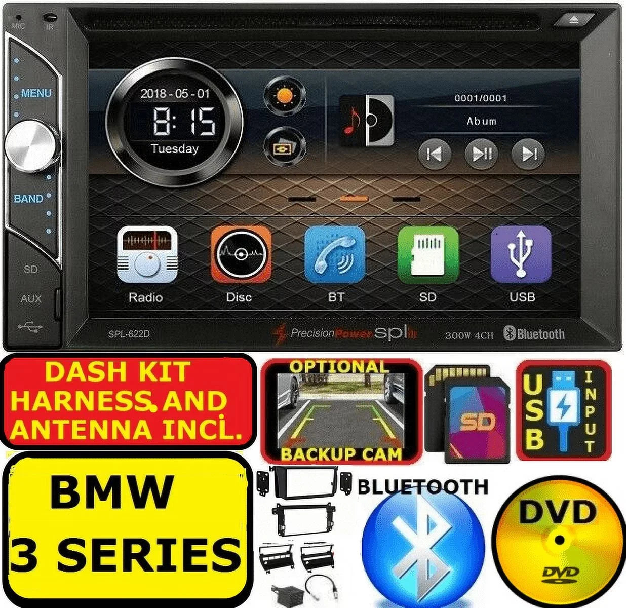 AUX CAR CD/DVD RADIO E46 USB TOUCHSCREEN BMW SD BLUETOOTH 3 STEREO SERIES MP3