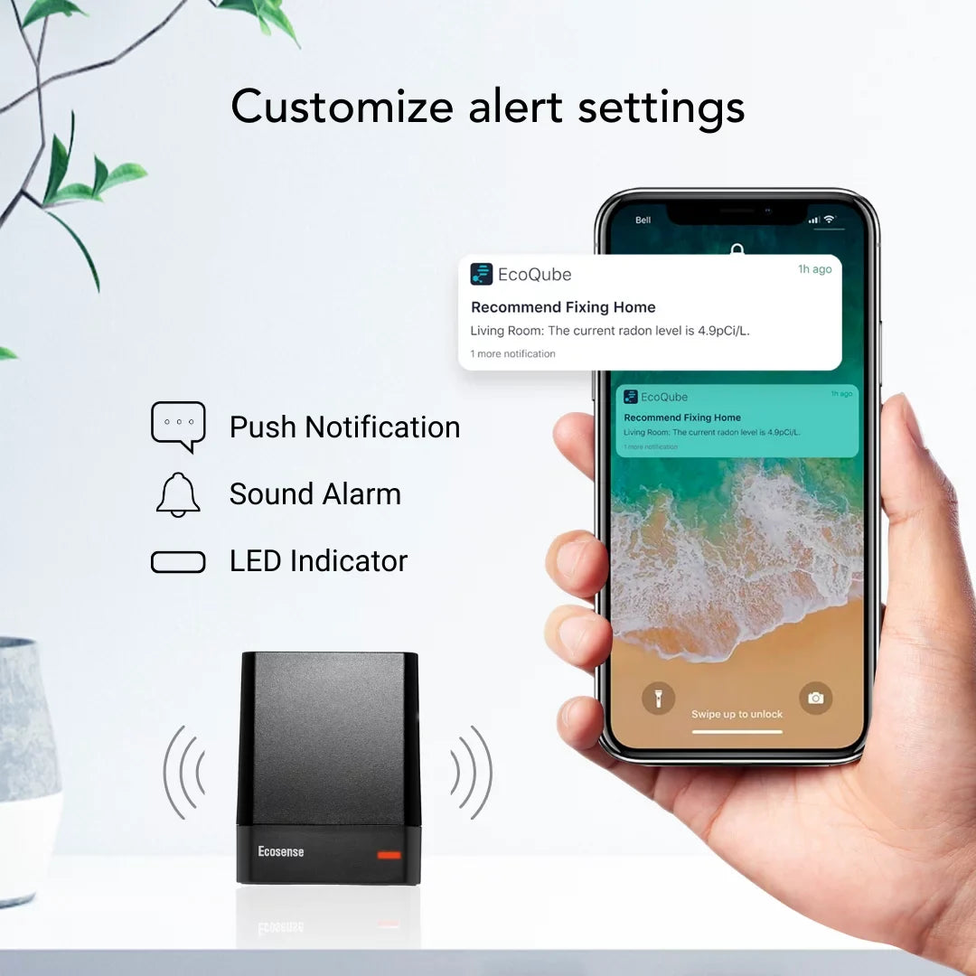with WiFi, Ecosense Gas Model Radon W and Detector Monitor EcoQube EQ100