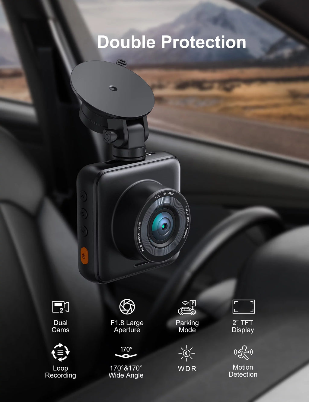 Camera 1080P WDR with Cars Camera Vision, Car Recording, iZEEKER FHD Dash SD with Rear, Dash Night and Card, Monitor, Front Cam Parking Accident for Dual