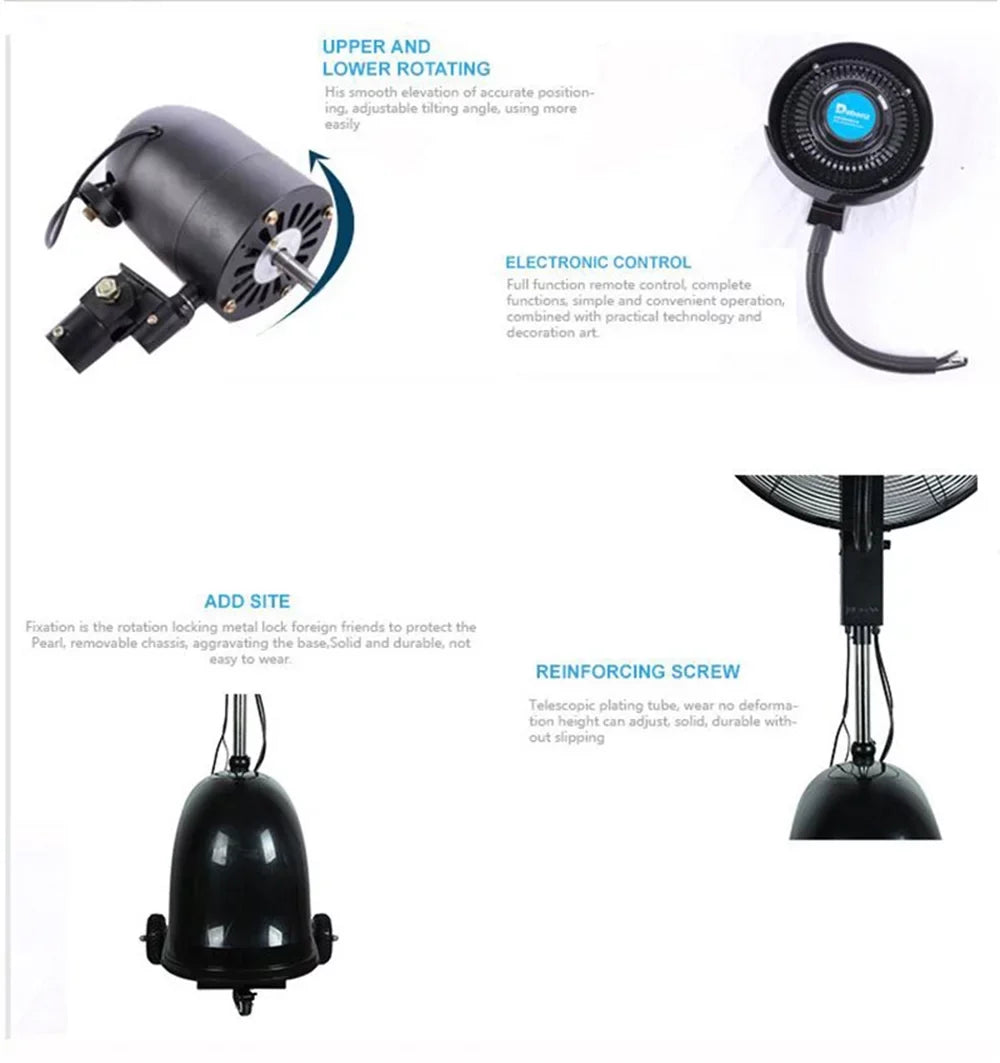 Spray Fan Industrial Dust Fan TECHTONGDA Humidification Electric Removal 30" Floor