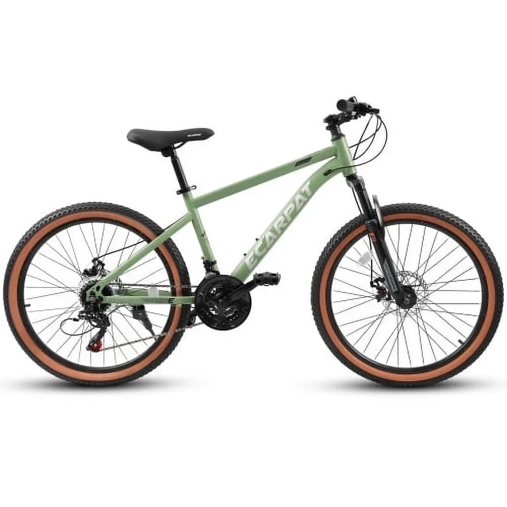 Bike Carbon Mens Womens Trail Inch 21-Speed Frame Bike, 24 steel Bicycles Shifter A24301 Brakes Disc City Fork Mountain Commuter Mountain Wheels, Thumb Ecarpat Front