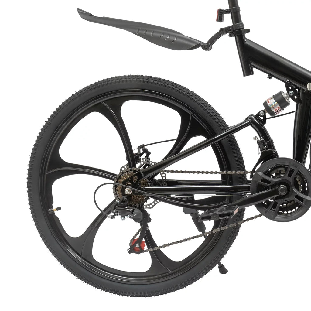 26" Mountain & Double Height Frame Steel Women for 21-Speed Disc Adjustable Bicycle Shifter Men Bike, Brake Black Folding City