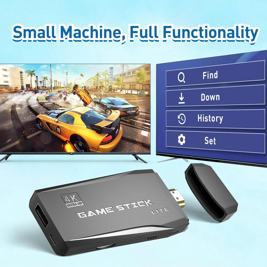 4K Games,9 Preloaded Emulator Support Classic Console Emulators,Plug Game Stick Retro TV,Nostalgia Retro for Wireless Port,2 HDMI 12000+ Video and Play Games Stick - Gamepads(64G)
