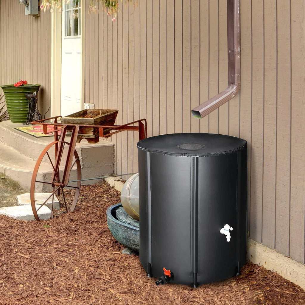Collector Barrel Tank 50 Spigot Water Rain with Filter Black Portable Gallon