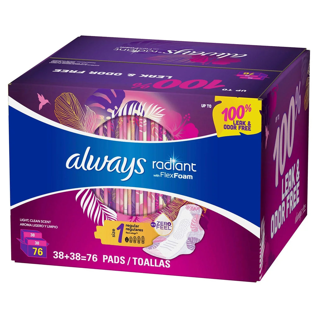ct.) Size Regular 1, Always Radiant Pads, Scented Absorbency, (76