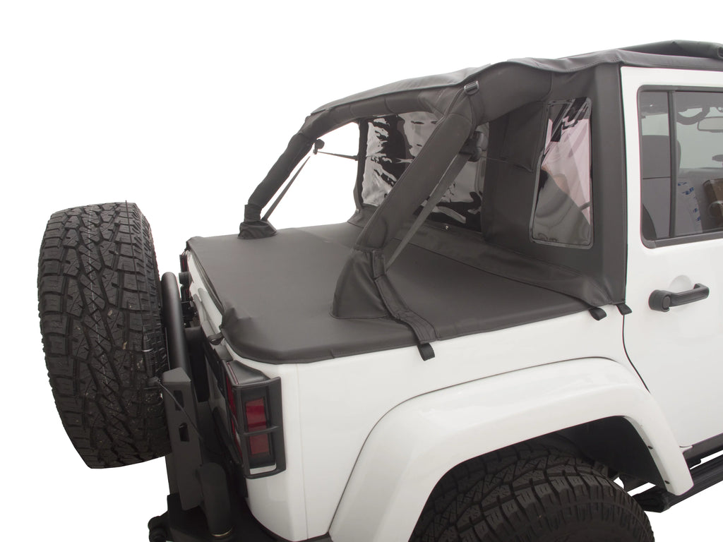 Trailview Door, Diamond Style Wrangler Black RealTruck Tonneau Top Jeep by 2007-2018 2 Rampage For 990235 Cover Rear With Soft