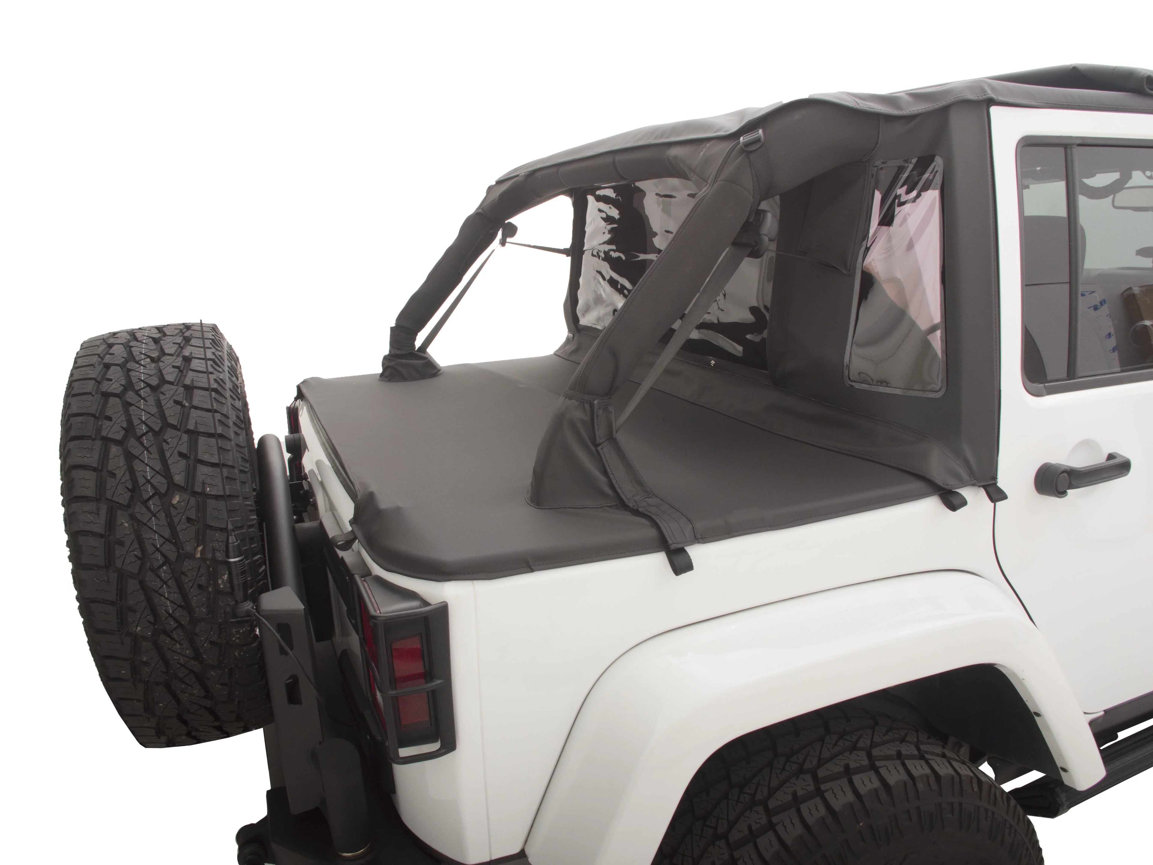 Trailview Door, Diamond Style Wrangler Black RealTruck Tonneau Top Jeep by 2007-2018 2 Rampage For 990235 Cover Rear With Soft