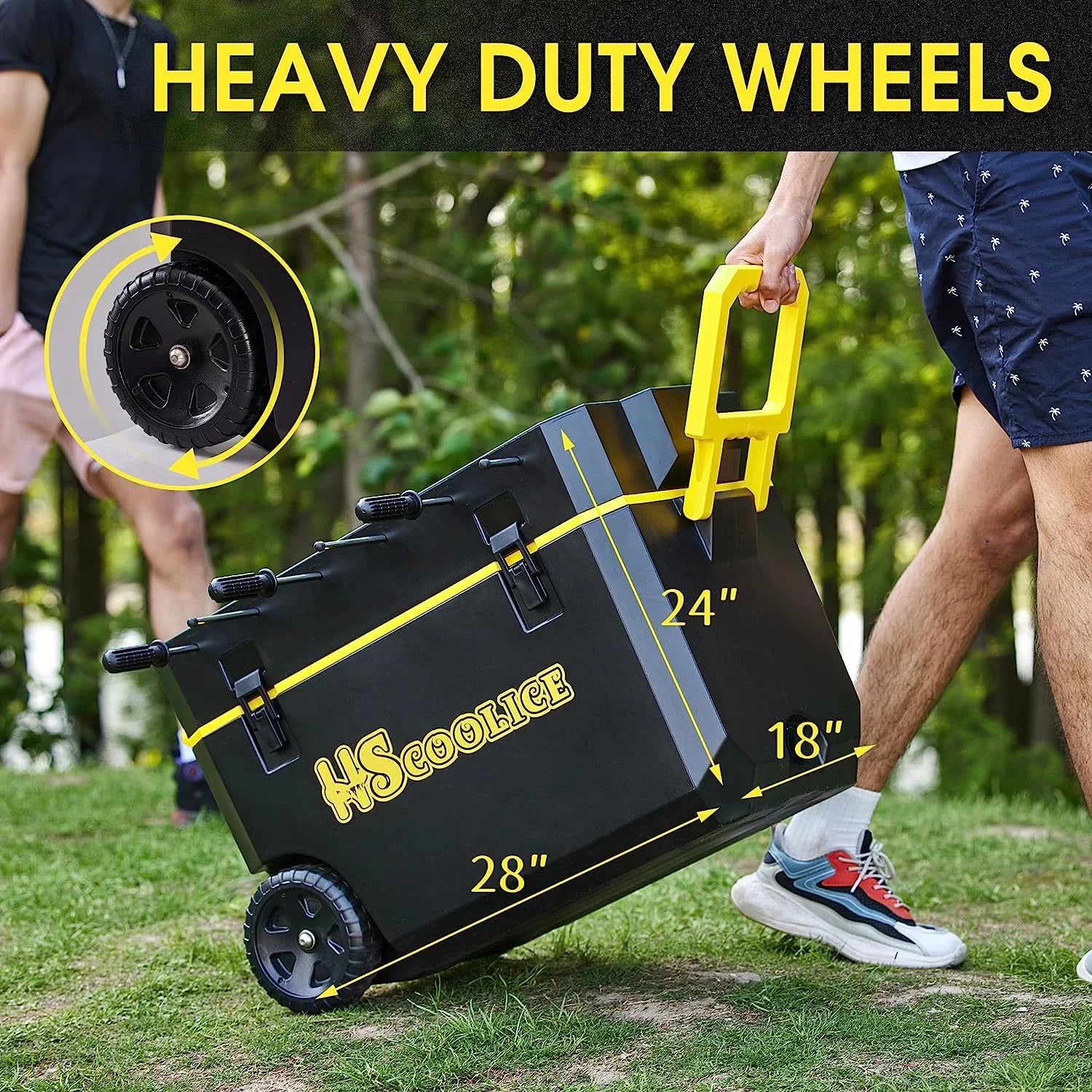 65 Outdoor Wheels, Foosball Red Chest Hard & for Family Barbecue, Portable Camping, Cooler Cooler Picnic, Gathering Table, with Ice - with Black QT Ideal