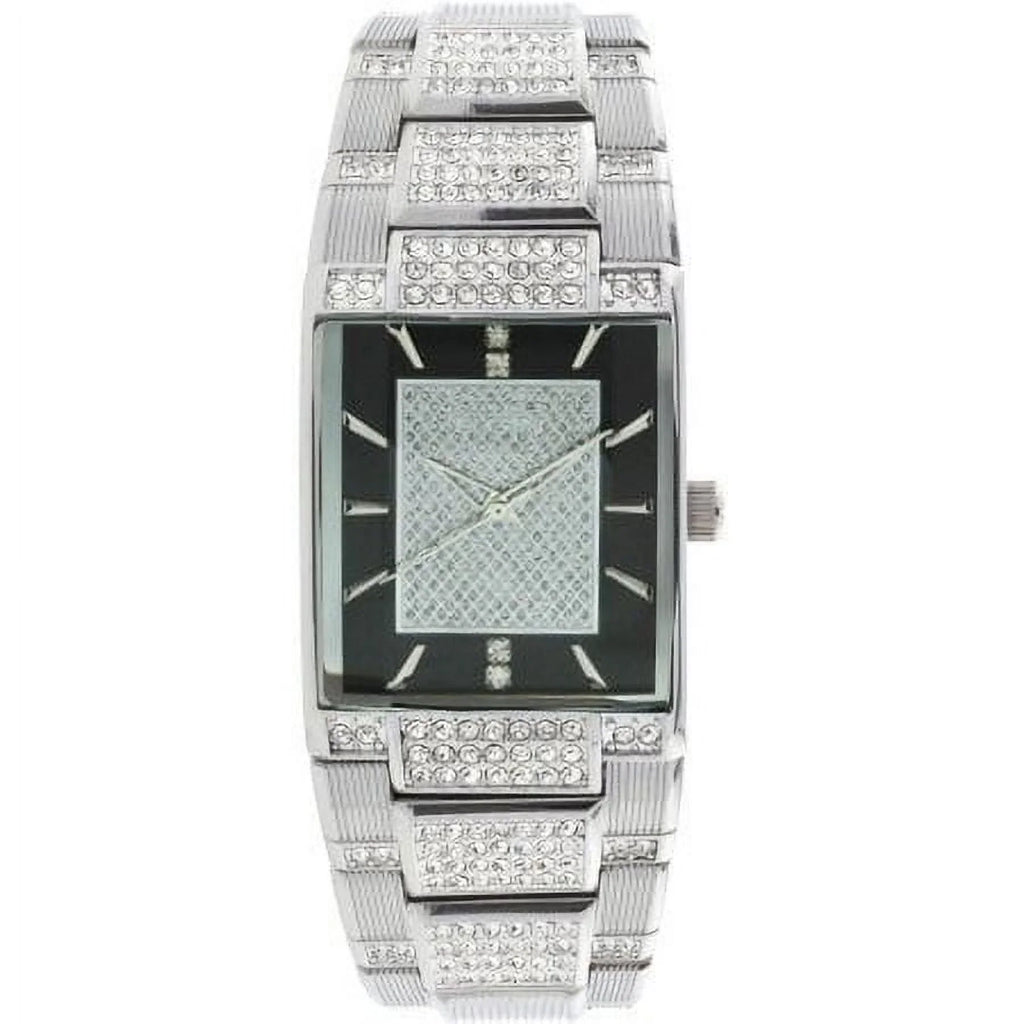 Center Dial Silver-Tone Watch FG7029S Tank Pave with Male - Elgin Adult