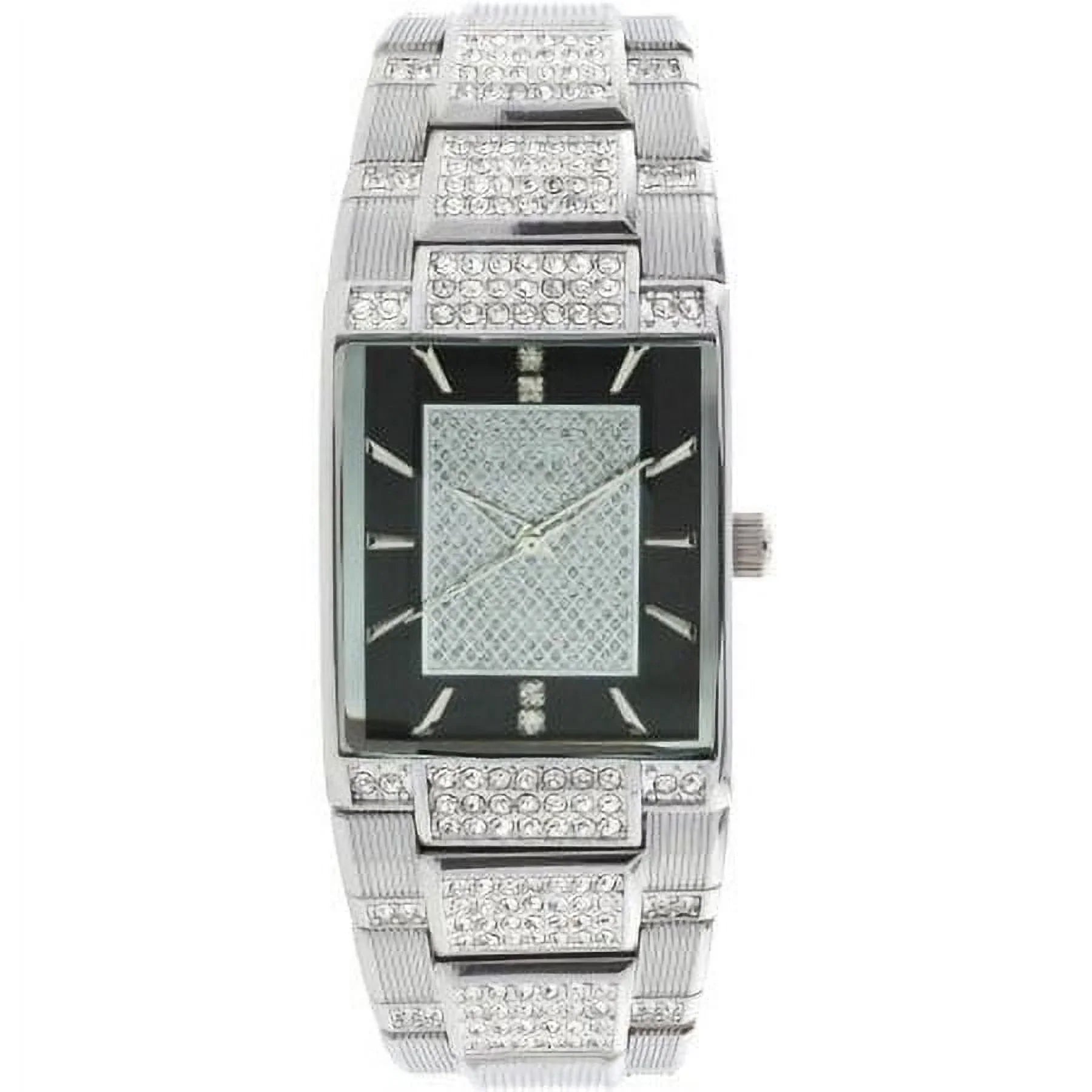 Center Dial Silver-Tone Watch FG7029S Tank Pave with Male - Elgin Adult