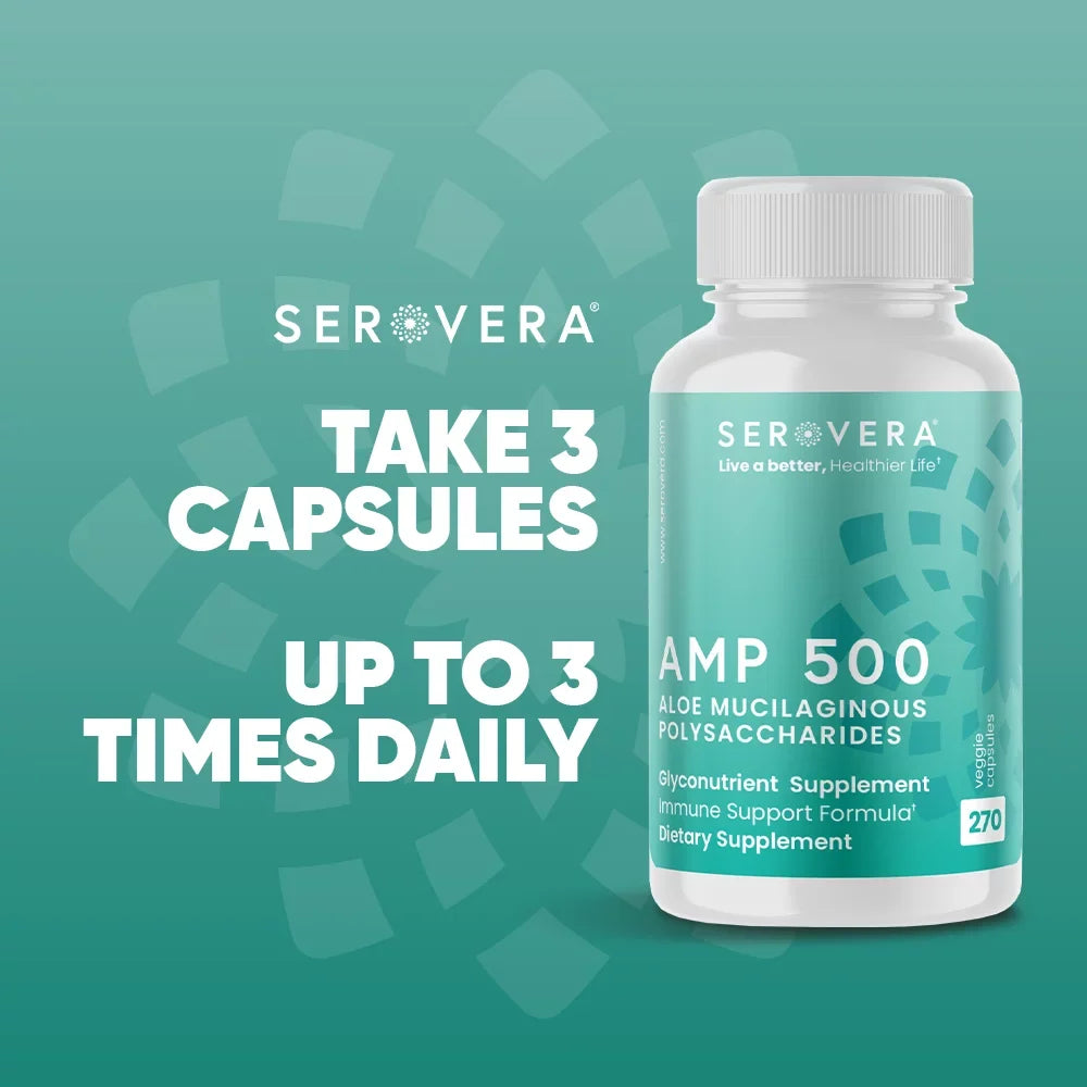 Veggie Months Support L-Glutamine-270 for 500-Immune 3 Free- Modulator Caps-Gluten Up with Supplement Supply System Health-Immune to Colon AMP Serovera