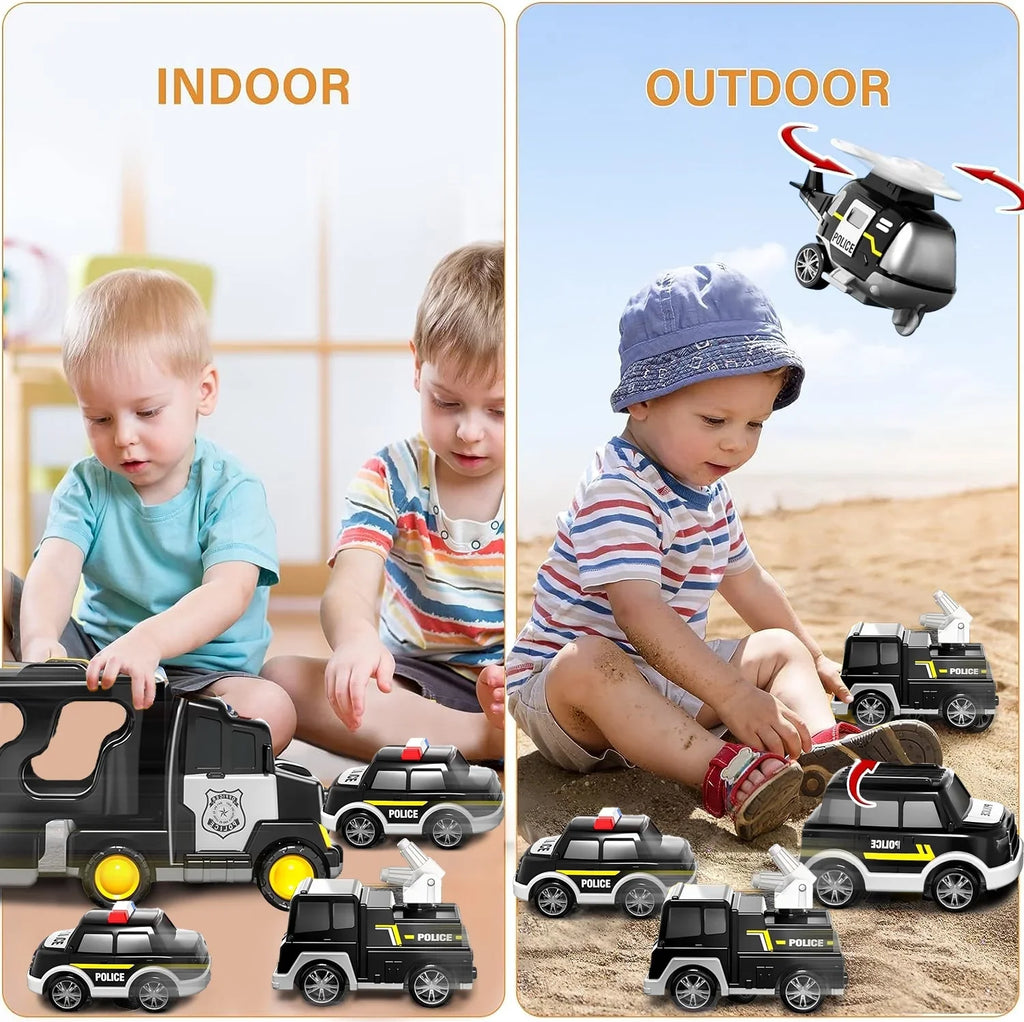 Toddler Car Car Toys 4 Age 3 for Play with Boys Construction PayUSD 6 1 Kids in 5 Construction & for 5 Playset Old Police Year Gifts Toddlers 3-5 Accesoories, Boys Birthday Truck Trucks Mat Girls