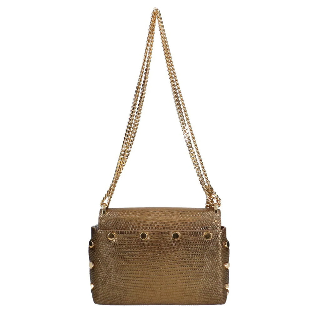 Shoulder Chain Women's Pre-Owned Bag Leather Gold Jimmy (Fair) Choo