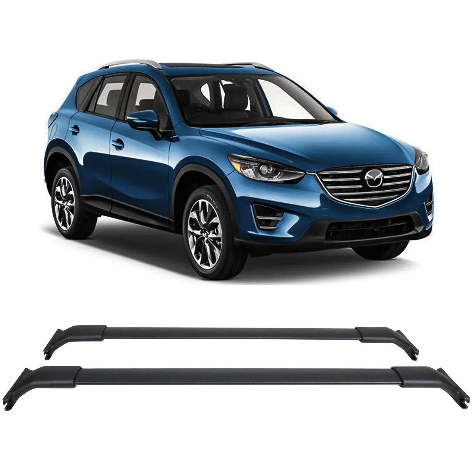 Motorsports Cross CX5 Mazda CX-5 with Ikon Rack OE Compatible Black Aluminum Style Bar Roof 13-16