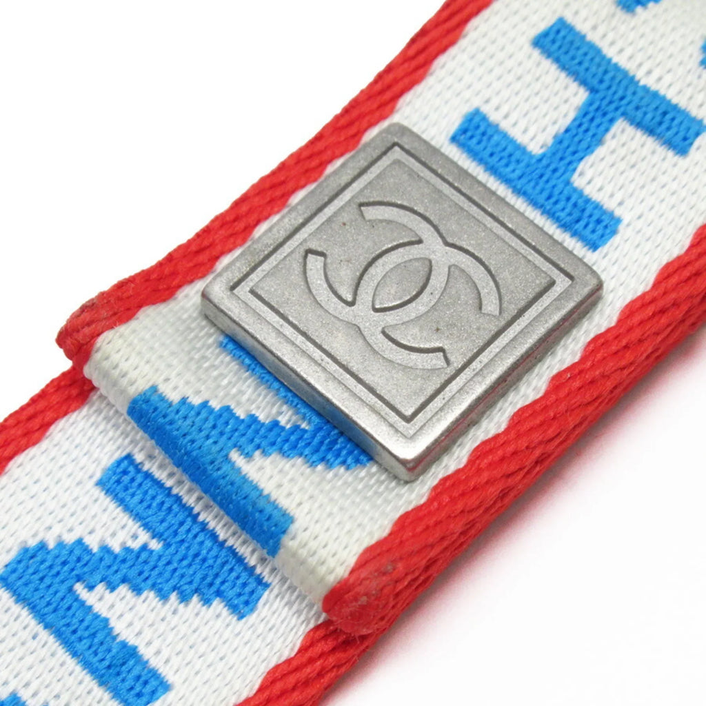 canvas nylon red blue x strap white CHANEL (Good) Chanel Pre-Owned silver neck metal material