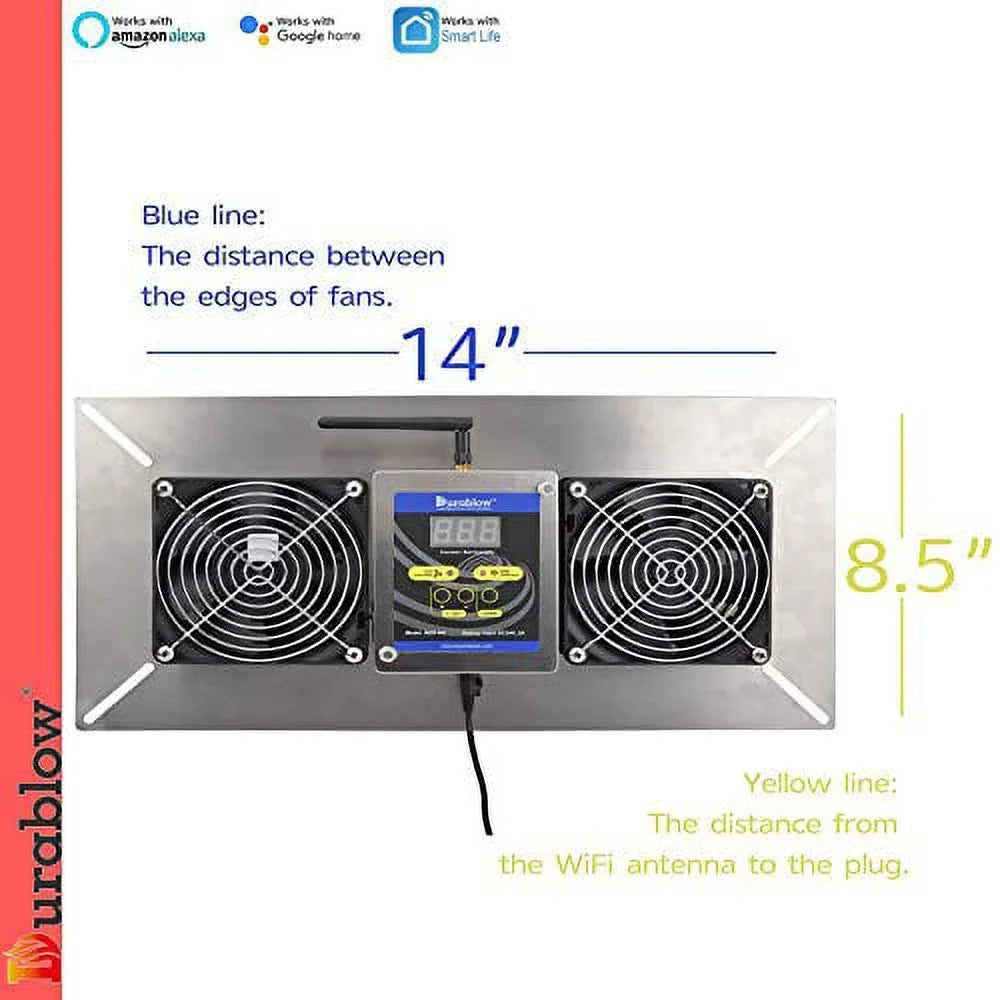Ventilator, Smart Air-Out Home Humidity, Space with MFB Radon M2D-SH Crawl Mitigation, Alexa, Home Google Remote WiFi Compatible
