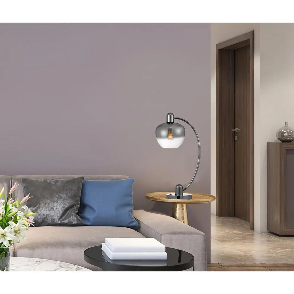 Rocker Table Switch Lamp With Metal Smoked Off 40W Shade On Brookline Arc Electoral And Plated Glass