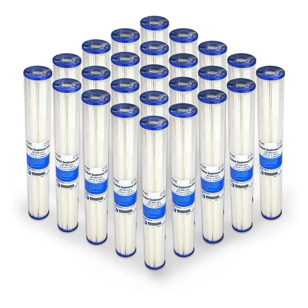 50 2.5x20" micron Cartridge Water Sediment Pleated 25 Filter Pack Poly