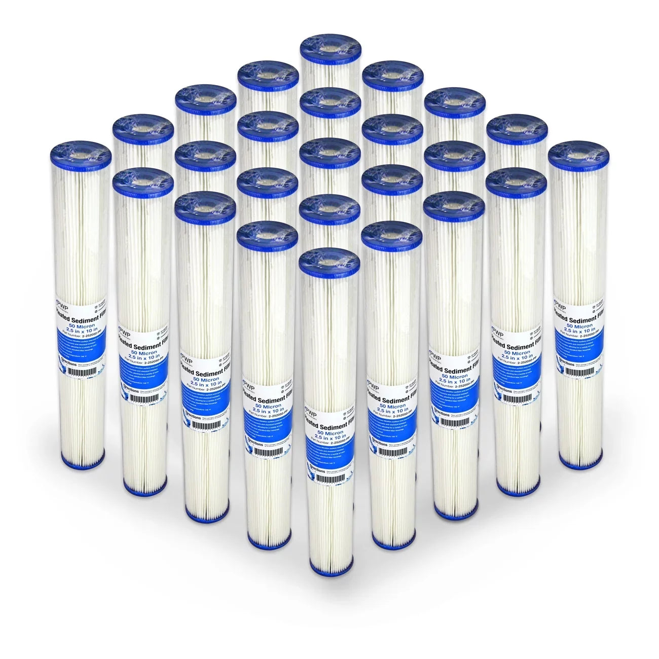 50 2.5x20" micron Cartridge Water Sediment Pleated 25 Filter Pack Poly