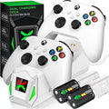 Xbox for Xbox X|S Station Dock Charger,Xbox Accessories-White Rechargeable Packs Controller with Controller Charging Battery One/Series 2x2550mAh