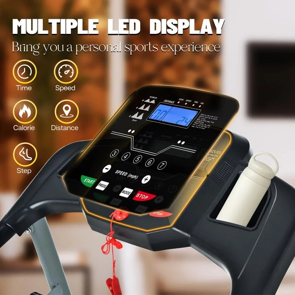 and jx or LED Home Treadmill 15 Apartment, je Capacity LB for Home/Gym/Small Foldable Preset Adjustable Cup Holder Lock, with Safety Yone Treadmill, 250 and with Monitor Programs,