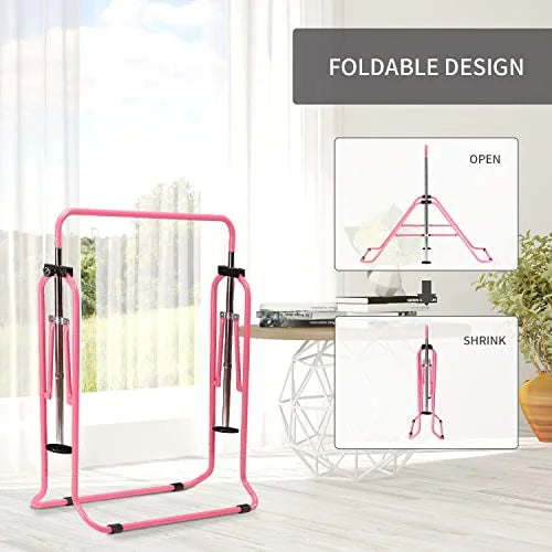 Adjustable Folding Monkey Bar, Gymnastics Bar Home Bars, Horizontal Tumbling Training Height Gymnastics Bars Wesfital Kids, for Junior Bars