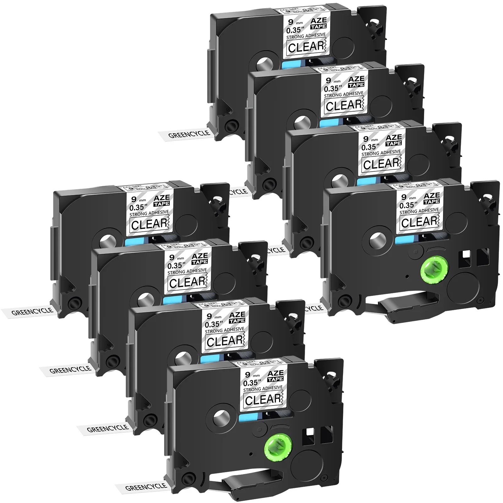 Tapes in use P-Touch TZ-S121 TZe-121 9mm 0.35'' Strength TZe-S121 Clear D600 GREENCYCLE Compatible on 8m Label D400 Black Extra Tape Laminated for TZ-121 26.2ft Maker Brother Pack Label 8 PT-D210